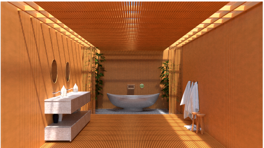 Interior design bathtub brown bathroom photo