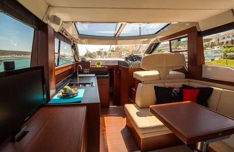 Motor yacht cabin interior