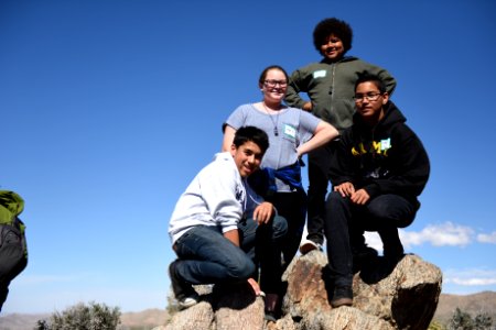 Students posing at a lookout