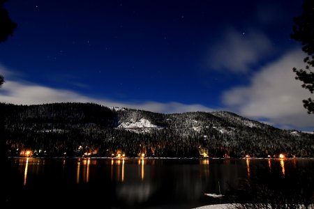 Donner Lake under a full moon photo