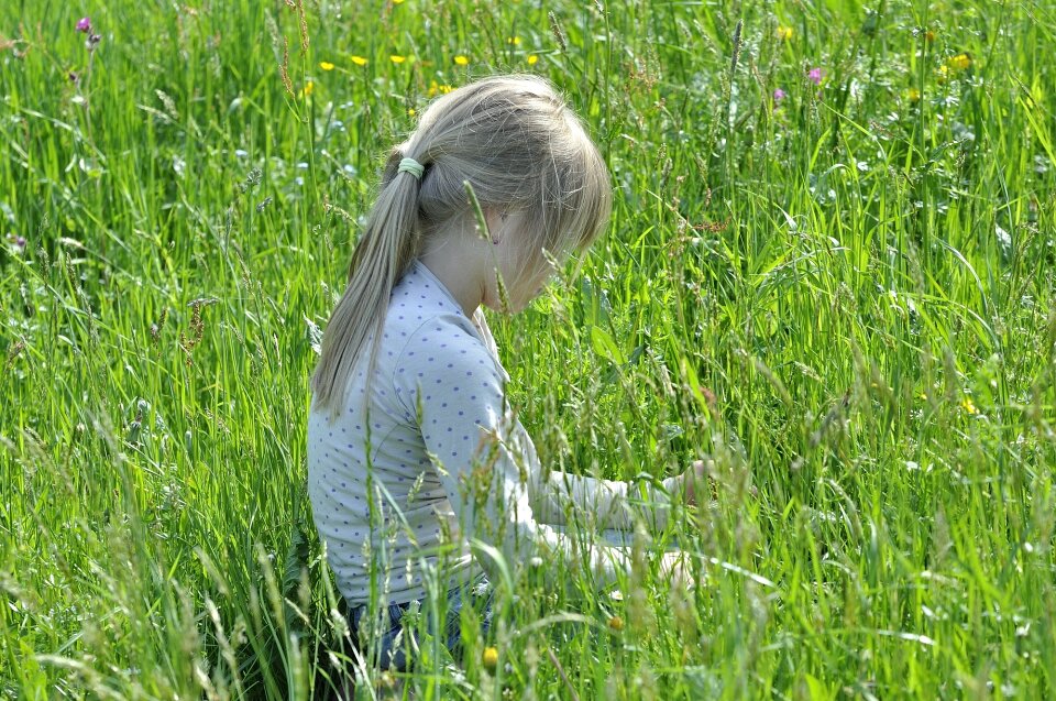 Person blond meadow