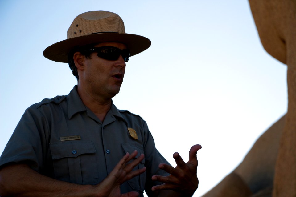 Ranger Carey Goldstein Talking to a Group at Skull Rock