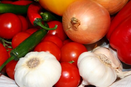 Onions tomatoes paprika photo