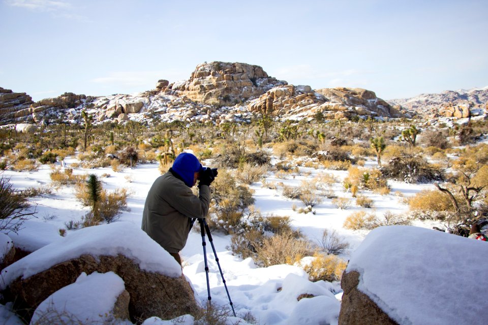 Snowfall on 12/31/14 - Photographer on Barker Dam trail