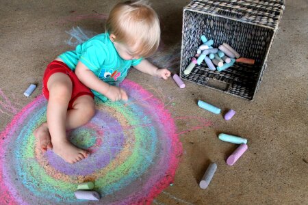 Rainbow chalk concrete