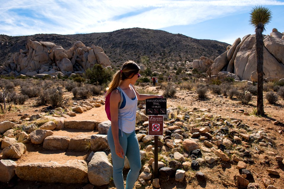 Hiker at Ryan Mountain Trailhead