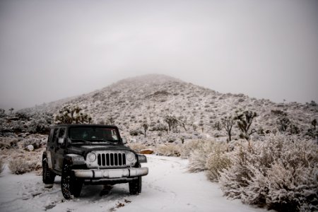 A Jeep at Covington Flats in the snow