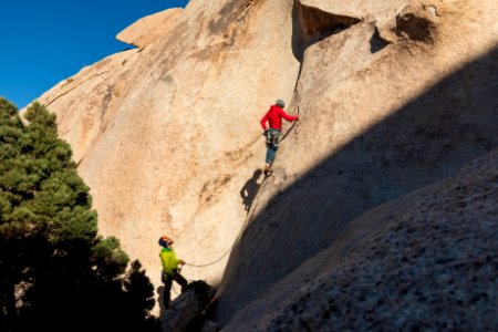 Climber and belayer at Echo T