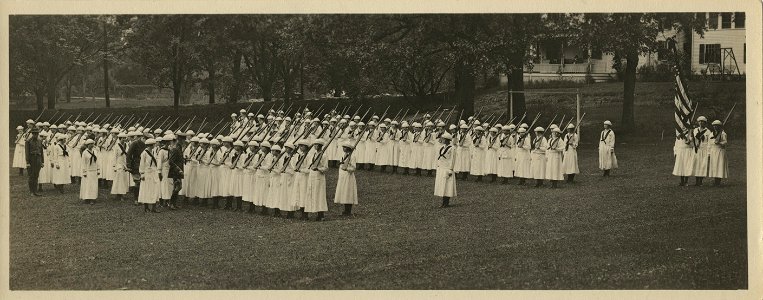 Abbot Academy students in military training during World War One