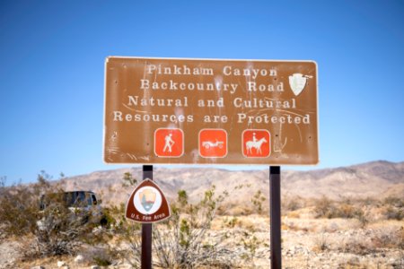 Pinkham Canyon Backcountry Road sign near I-10