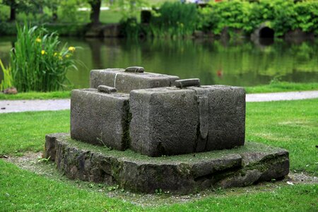 Park stone sculpture rock carving photo