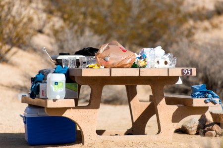 Unattended food left in a campsite