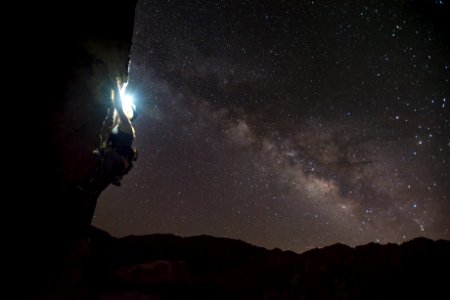 Climber and Milky Way photo