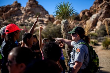 Education ranger with field trip photo