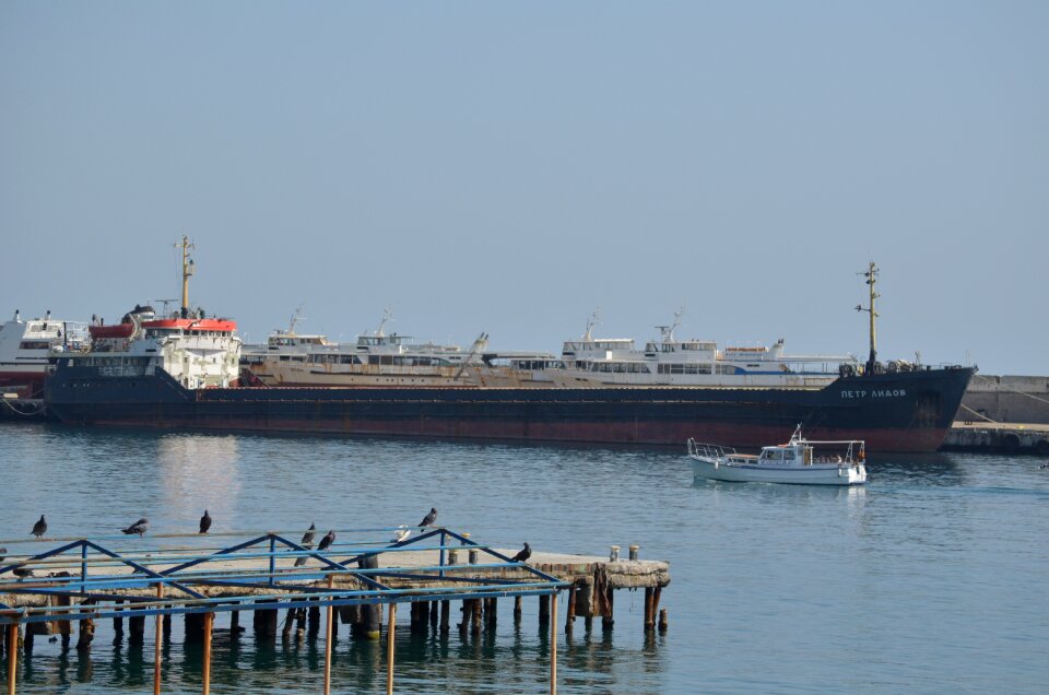 Dry-cargo ship sea ​​port sea