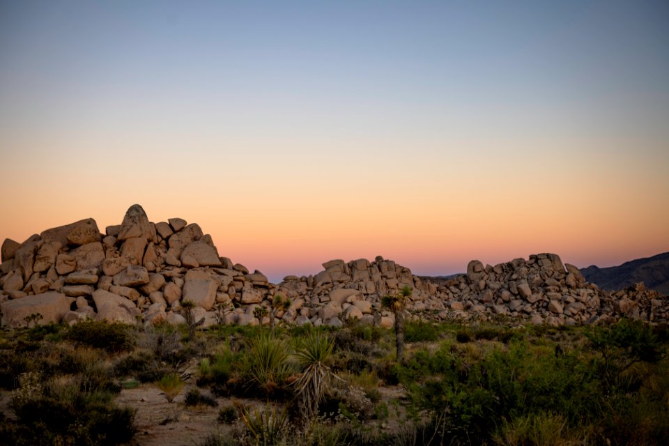 Rock formations along Geology Tour Road at sunset