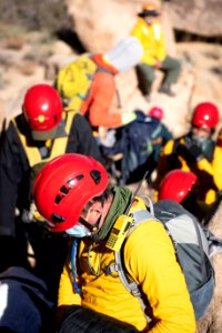 Joshua Tree Search and Rescue team members training in patient care photo