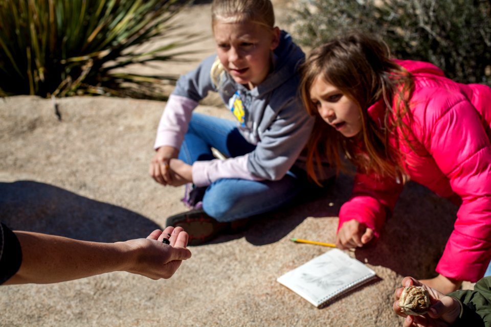 Artist in Residence Juniper Harrower with field trip