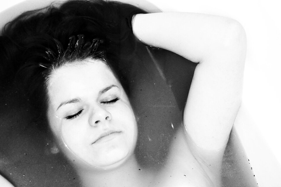 Bath black and white sadness