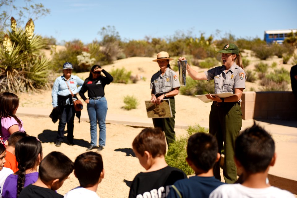 Ranger talking to students