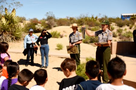 Ranger talking to students