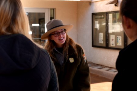 Patio talk with Park Ranger