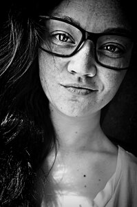 Portrait black and white girl