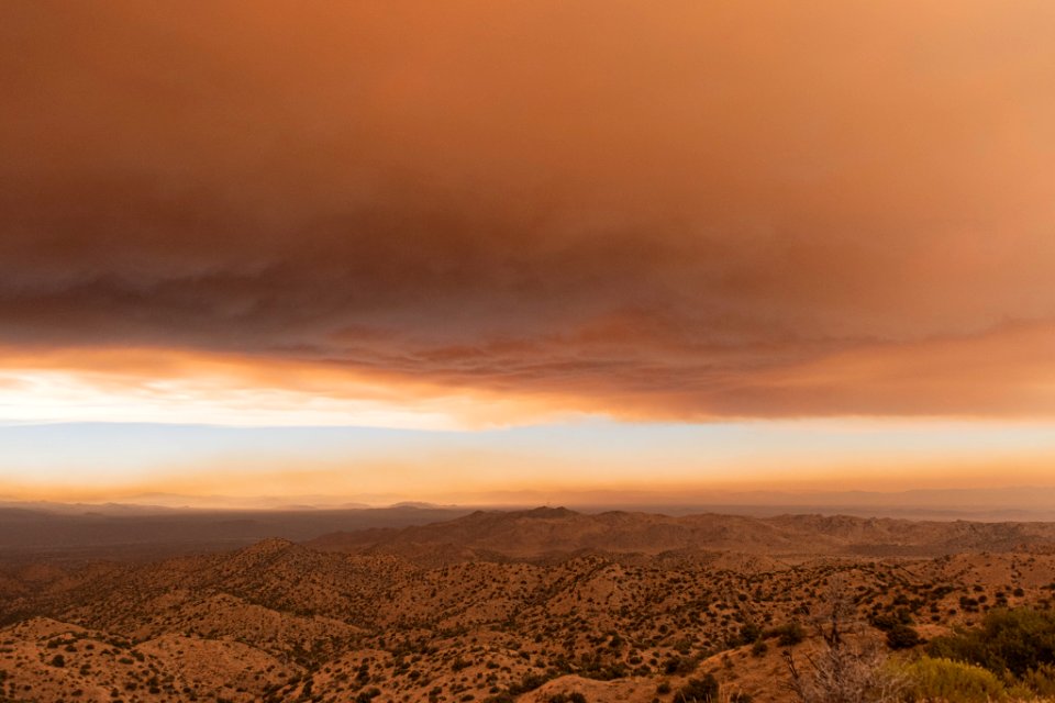 Smoke from the Apple Fire seen from Covington Flats