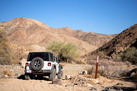 Jeep at the intersection of Thermal and Pinkham Canyon Roads photo