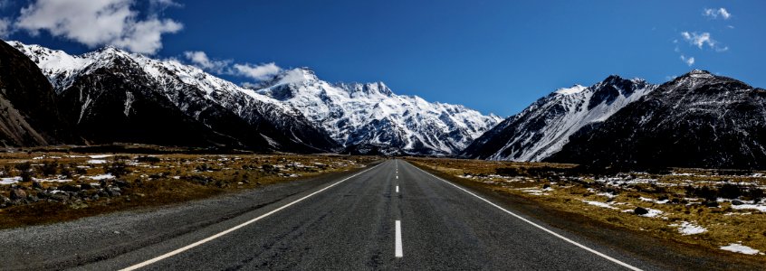The road to Mt Cook  village