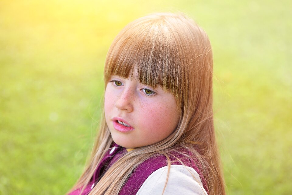 Girl blond long hair