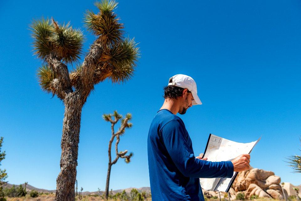 Visitor reading a map