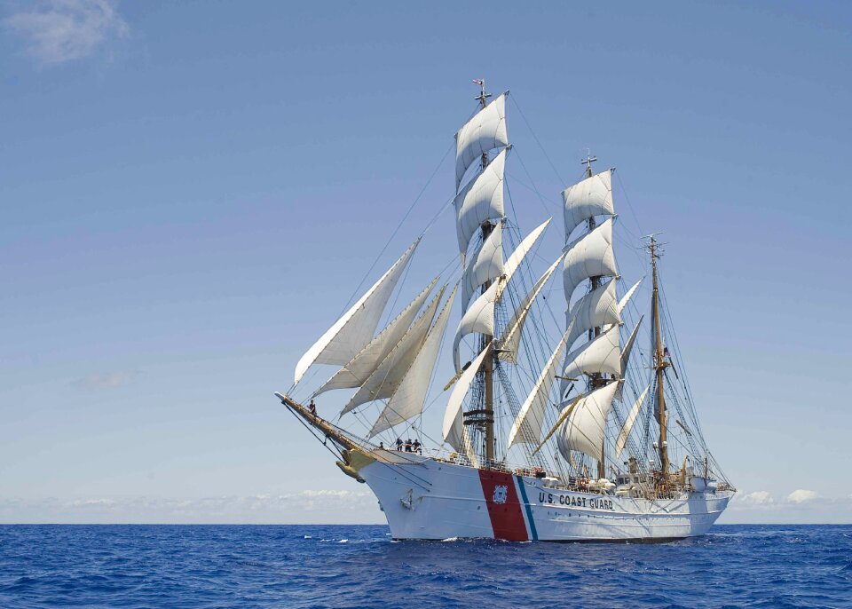 Barque full sail water