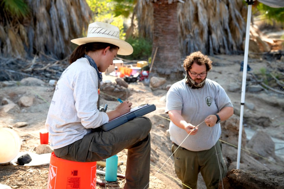 Park rangers performing archaeology surveys at Cottonwood Springs