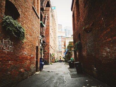 Downtown narrow brickwalls