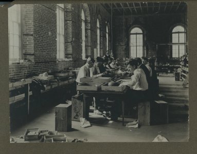 Students working at the Robert S. Peabody Museum of Archaeology