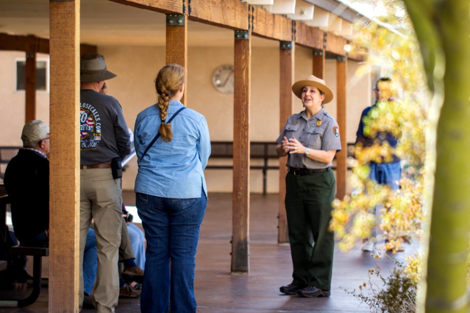 Park ranger giving talk at Oasis of Mara