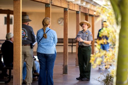 Park ranger giving talk at Oasis of Mara