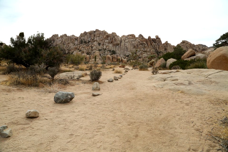 A designated trail marked by stones near Hemingway Buttress