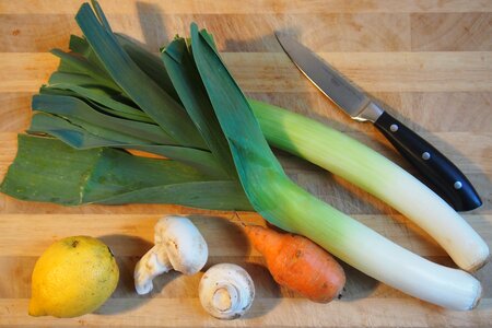 Mushrooms lemon knife photo