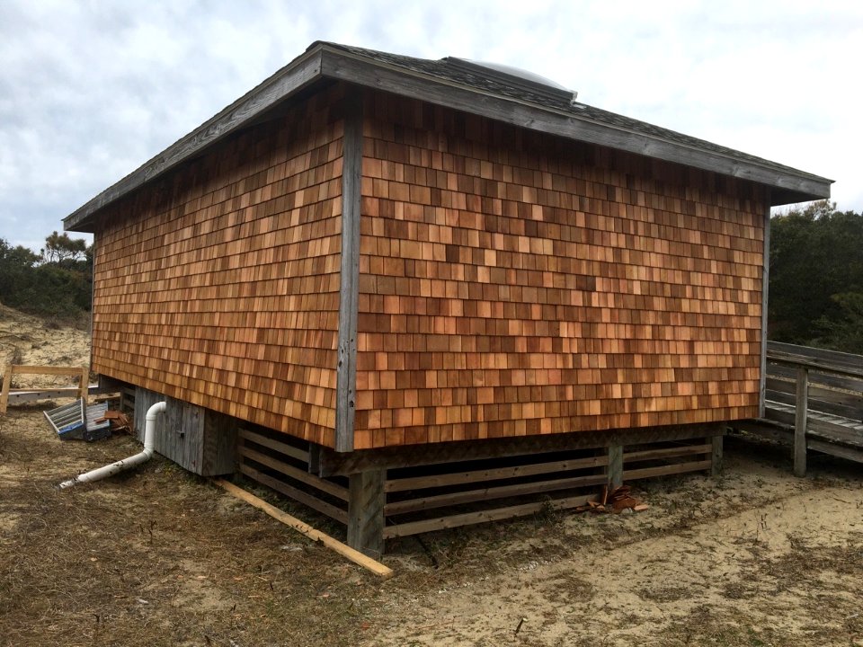 New siding on Frisco Campground restroom facility