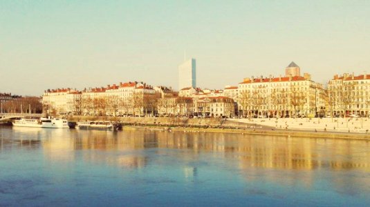 Lyon,France,dans la brume du soleil couchant