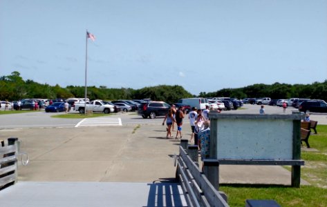 Cape Hatteras Light Station busy parking lot, September 2020