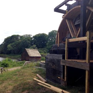 It's all coming together at the #ironworks . Our carpenters and maintenance crew have been hard at work putting together a new #waterwheel for the Rolling and Slitting #mill. Visit your #saugusironworks for tours and demonstrations of these simple machine
