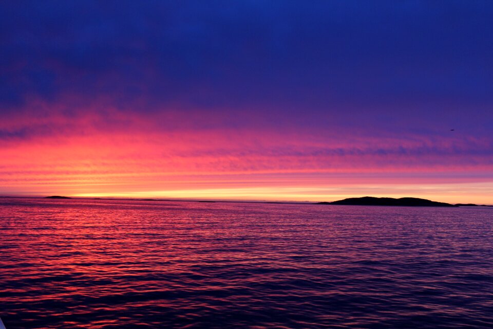 Greenland sunset by the water