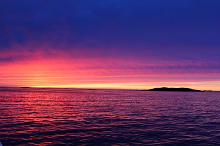 Greenland sunset by the water