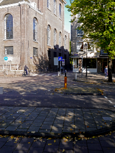 2016.10 - Amsterdam photos - Old brick & 17th century church Oosterkerk at Wittenburg, with sun-light and shadows in urban Fall - geotagged free urban picture, in public domain / Commons CCO; Dutch urban photography by Fons Heijnsbroek, The Netherlands photo