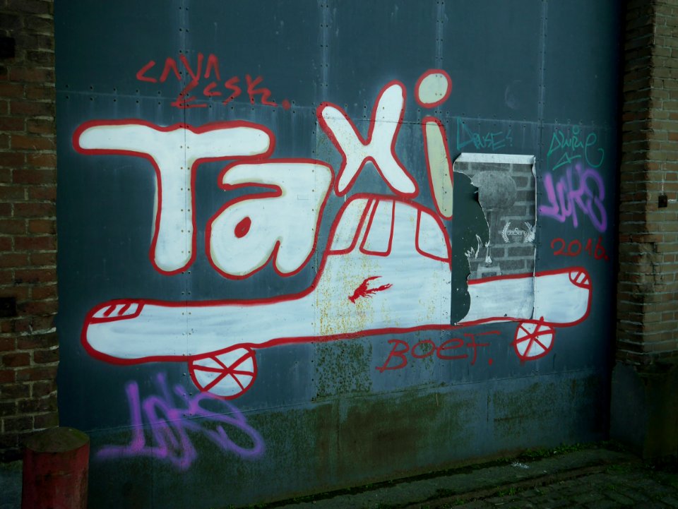 Graffiti, painted street art on the metal door - free photos of Amsterdam city, Fons Heijnsbroek photo
