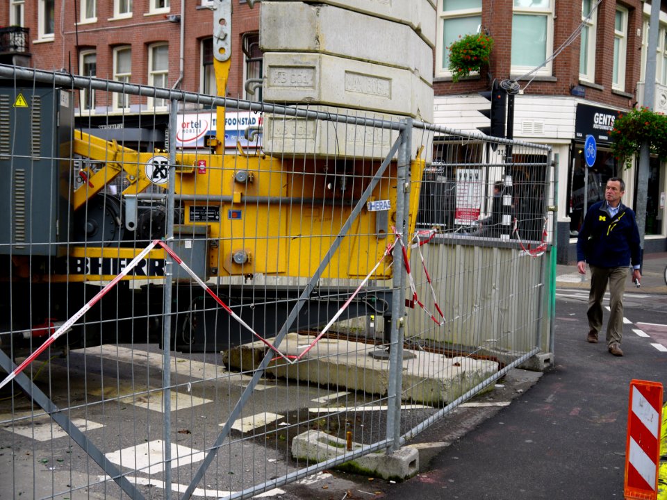 A construction site of the new metro, Noord-Zuidlijn in Amsterdam city, location Ferdinand Bolstraat - near the Albert Cuyp market; urban photography in the Netherlands, Fons Heijnsbroek 2013