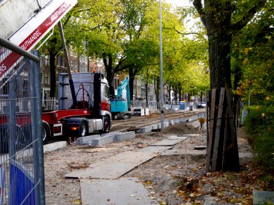 Free photo Amsterdam: picture of road-constructions in Amsterdam city, at the Wittenburgergracht photo